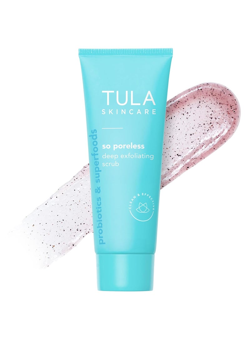 TULA TULA Skin Care So Poreless Exfoliating Blackhead Scrub  Powerful and Gentle Exfoliation Refreshing and Smoothing Contains Probiotic Extracts Volcanic Sand Pink Salt and Witch Hazel 289 oz 