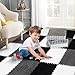 ZENOWICK 12 Pcs Plush Interlocking Carpet Tiles NonToxic Foam Carpet Tiles for Toddler Baby AntiSlip EVA Foam Interlocking Tiles for Floor Nursery Playroom Grey White Black - Image 4