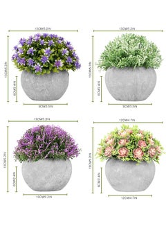HomarKet 4 Pcs Small Artificial Plants with Pots Mini Faux Topiary Shrubs  - Image 2