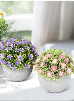 HomarKet 4 Pcs Small Artificial Plants with Pots Mini Faux Topiary Shrubs  - Image 4