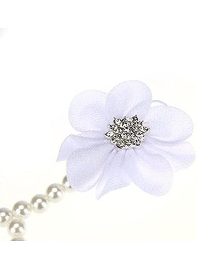 Catpapa Baby Girl Foot Flower Shoes Barefoot Sandals Pearl Chiffon - Image 3