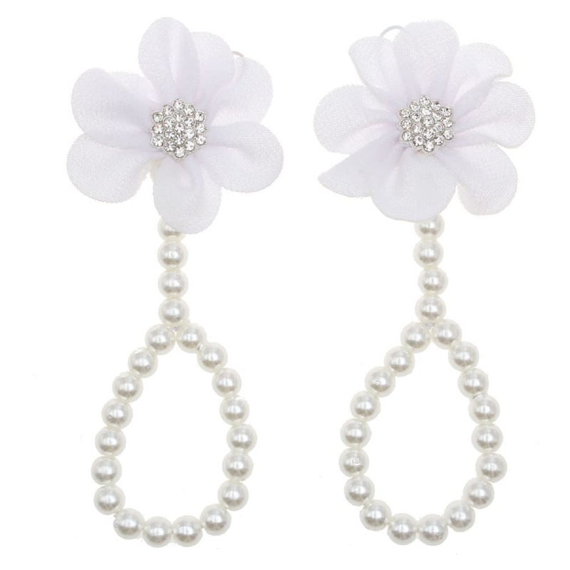 Catpapa Baby Girl Foot Flower Shoes Barefoot Sandals Pearl Chiffon - Image 2
