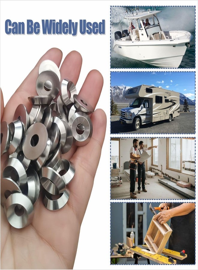 asdmm 200 Pcs #8 Countersunk Finish Washers, 304 Stainless Steel Finishing Cup Washers, Decorative Screw Cup Washers for Marine Hardware, Boat Deck Accessories, Silver - Image 5