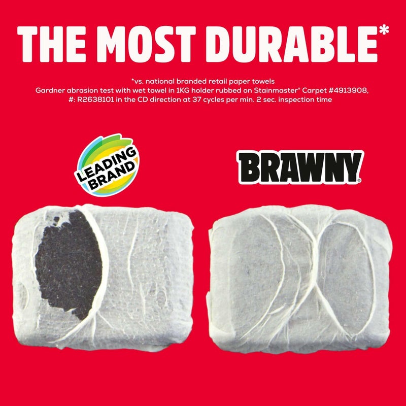 Brawny Tear-A-Square 3-Ply Paper Towels, 8 Triple Rolls = 24 Regular Rolls, Strong, Absorbent, and Durable with 3 Sheet Sizes (Quarter, Half, Full) - Image 3