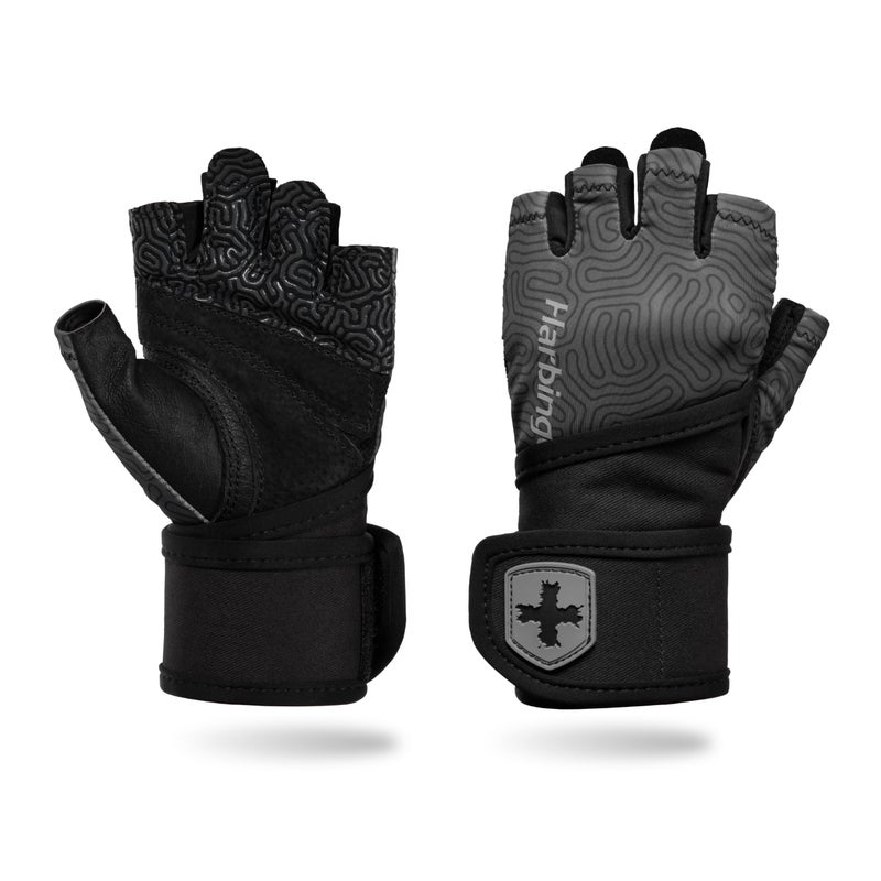 Harbinger Pro Wristwrap Gloves 30 Enhanced Grip Superior Wrist Support Breathable 4Way Stretch Lycra Durable Leather Palm HalfFinger Design for Weightlifting Training Small Womens - Image 2