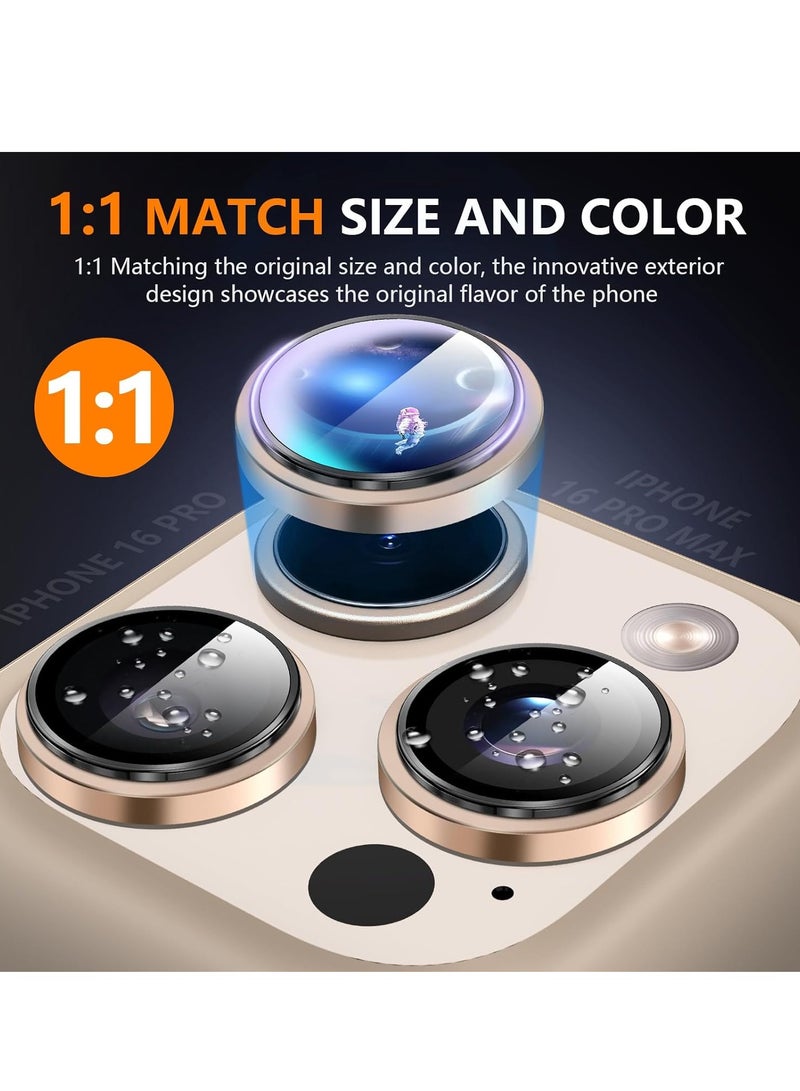 ELTRAZONE Camera Lens Protector for iPhone 16 Pro/16 Pro Max – HD Tempered Glass with Aluminum Ring (Desert Titanium) - Image 3