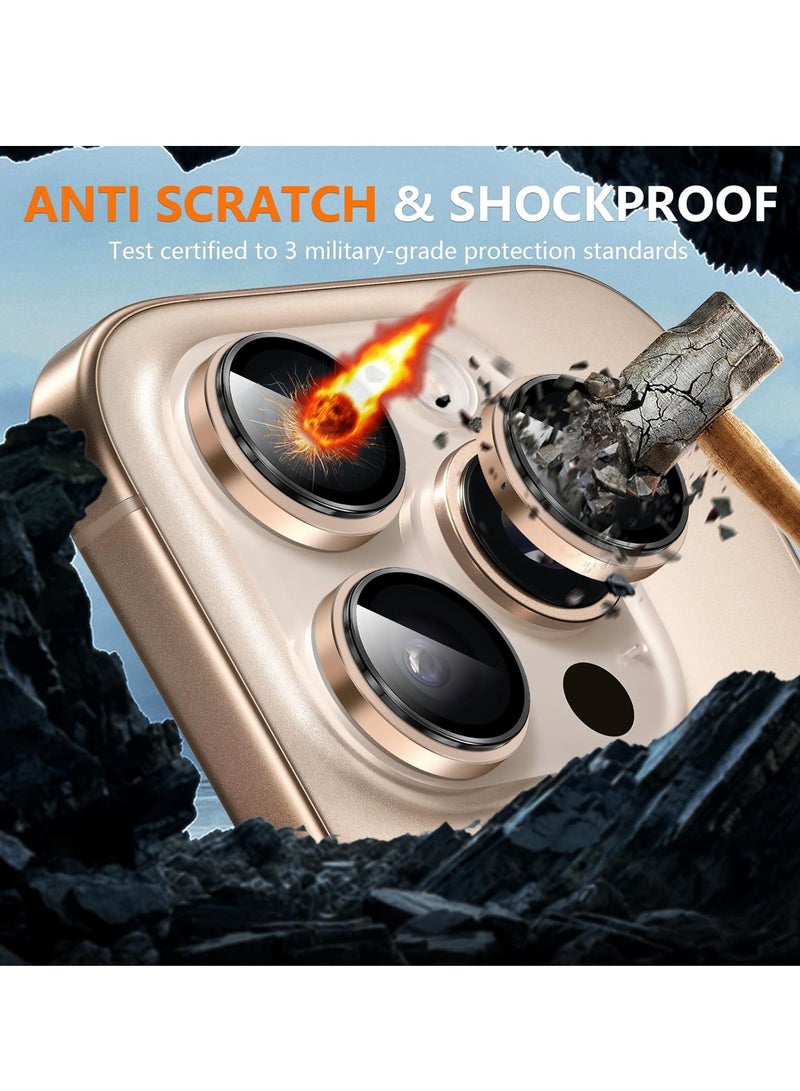 ELTRAZONE Camera Lens Protector for iPhone 16 Pro/16 Pro Max – HD Tempered Glass with Aluminum Ring (Desert Titanium) - Image 4