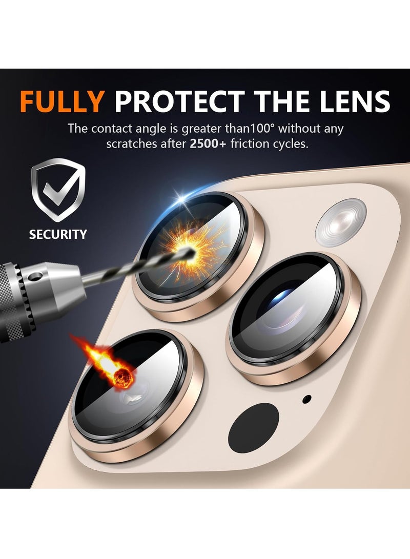 ELTRAZONE Camera Lens Protector for iPhone 16 Pro/16 Pro Max – HD Tempered Glass with Aluminum Ring (Desert Titanium) - Image 5