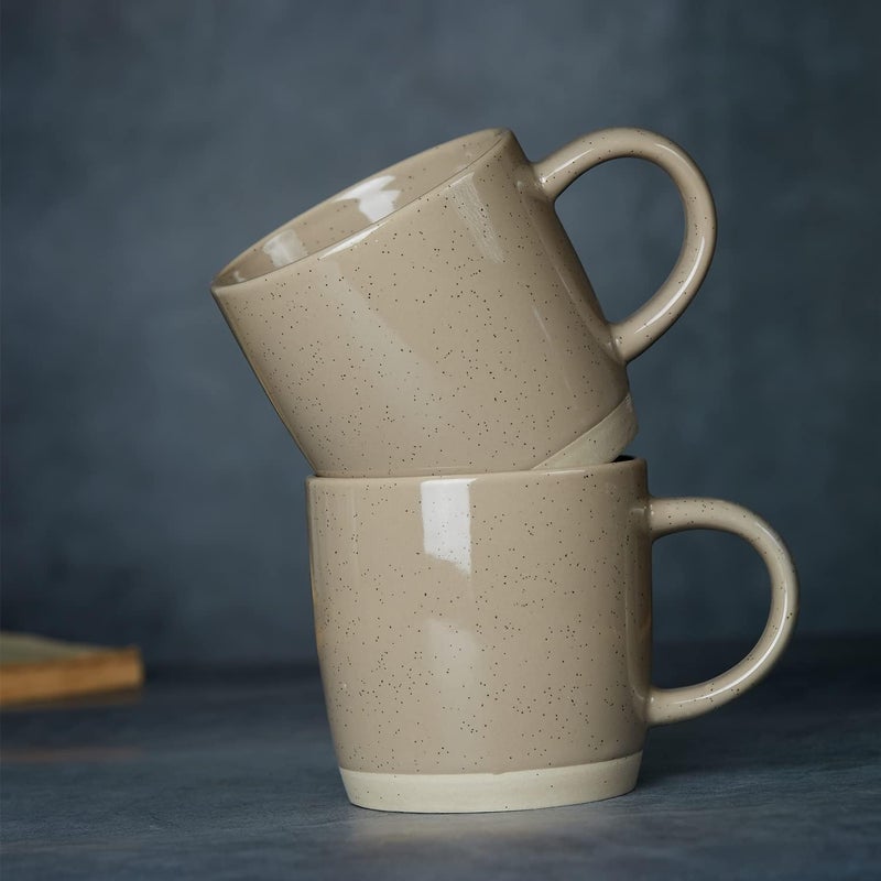 Famiware مجموعة أكواب القهوة من فامي وير لـ 6 أكواب سعة 12 أونصة مع مقبض للقهوة والشاي والكاكاو والحليب سلسلة مجرة الحليب بني القرفة - Image 3