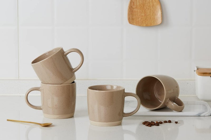 Famiware مجموعة أكواب القهوة من فامي وير لـ 6 أكواب سعة 12 أونصة مع مقبض للقهوة والشاي والكاكاو والحليب سلسلة مجرة الحليب بني القرفة - Image 2