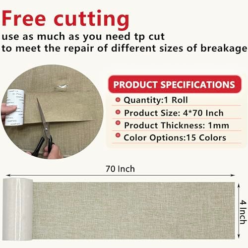 Gheeidau Linen Repair Tape 4x70 Inch Self-Adhesive Couch Patch Repair Fabric Patch for Furniture,Sofas,Cushion,Chairs,Bags,Linen Goods(Oatmeal) - Image 2
