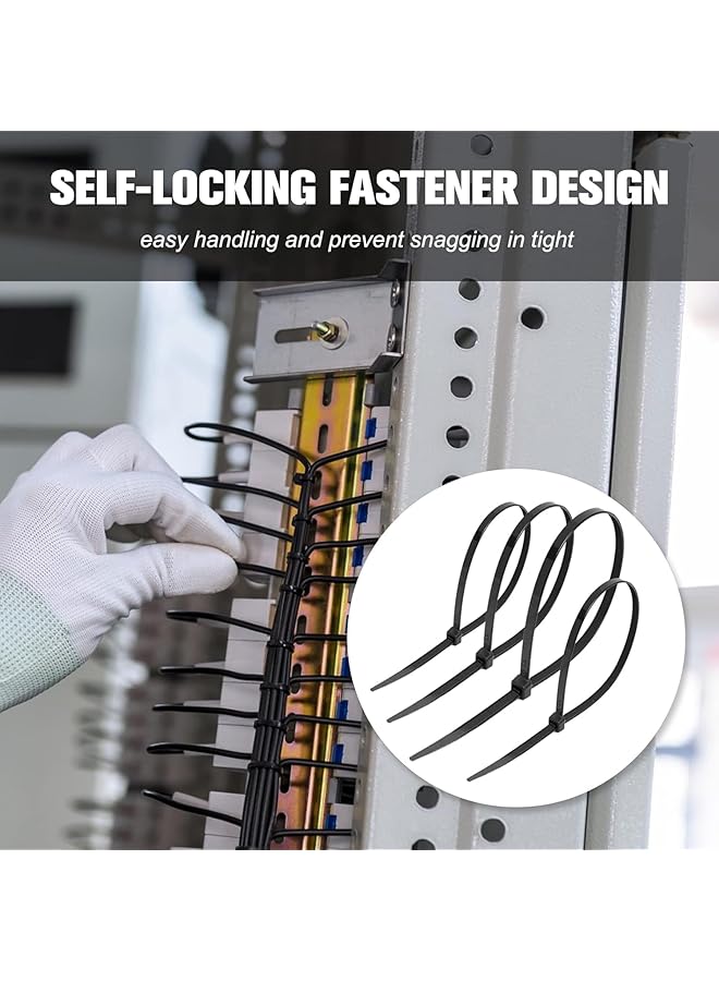 erorex Cable Zip Ties 400 Pack Black Assorted Sizes 12+8+6+4 Inch Multi Purpose Self Locking Nylon Cable Cord Management Plastic Wire Ties For Home Office Garden Workshop Black - Image 5