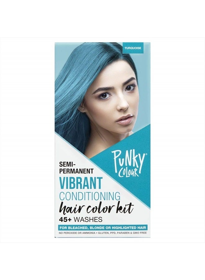 Punky Colour Box Kit Turquoise - For Bleached, Blonde or Highlighted Hair, Non-Damaging Hair Dye, Vegan, PPD and Paraben Free, Conditions and Transforms to Vibrant Hair Color, lasts up to 35 washes - Image 1