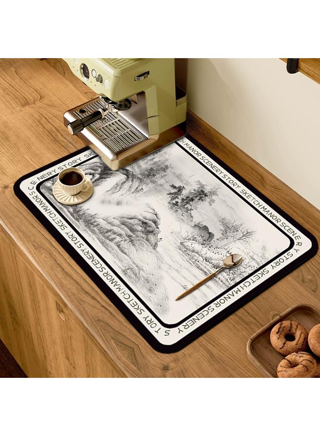 Bluejw American Retro Style Kitchen Draining Pad Water Absorbent Quick-drying Tableware Pad Bar Counter Heat Insulation Pad Coffee Machine Draining Pad In Stock  - Image 5