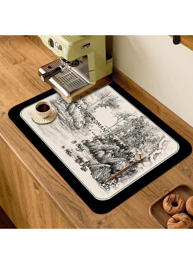 Bluejw American Retro Style Kitchen Draining Pad Water Absorbent Quick-drying Tableware Pad Bar Counter Heat Insulation Pad Coffee Machine Draining Pad In Stock  - Image 3