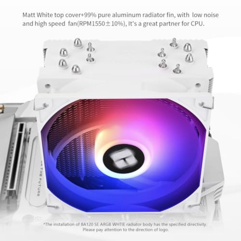 مبرد هواء وحدة المعالجة المركزية Burst Assassin 120 SE ARGB White CPU، 6 أنابيب حرارية، TL-C12CW-S PWM مبرد وحدة المعالجة المركزية بمروحة هادئة مع سرعة 1550 دورة في الدقيقة، لـ AM4/AM5، Intel LGA1851/1700/1150/1151/1200، تبريد الكمبيوتر ARGB - Image 5