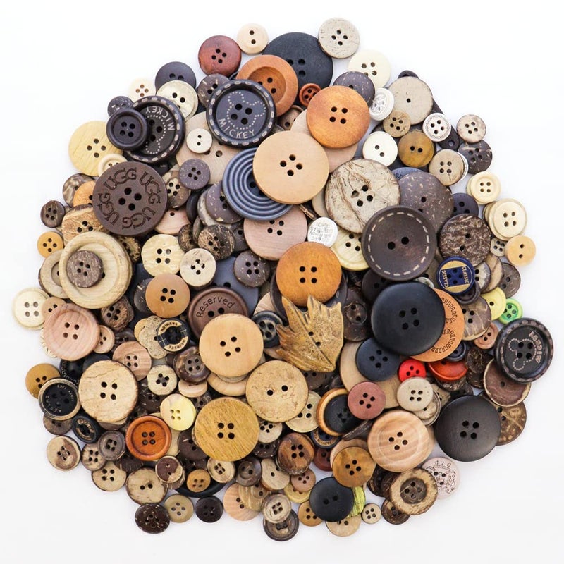 TCOTBE 600 Pcs Assorted Sizes Wooden Buttons Mixed Colors Coconut Shell Wood Handmade Ornament Buttons for Sewing Decorations DIY Arts and Crafts Manual Button Painting - Image 1