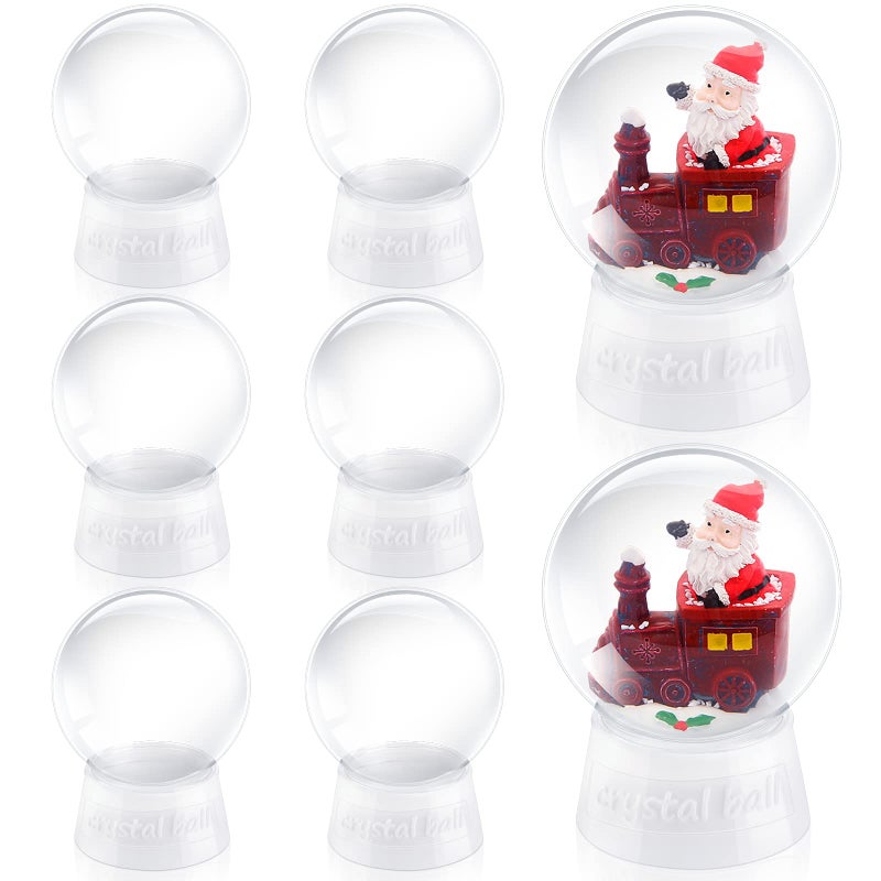 Mimorou 8 Pcs 4 Inch Plastic Snow Globe with Screw Off Cap DIY Clear Snow Globes Jar for DIY Crafts Home Decoration
