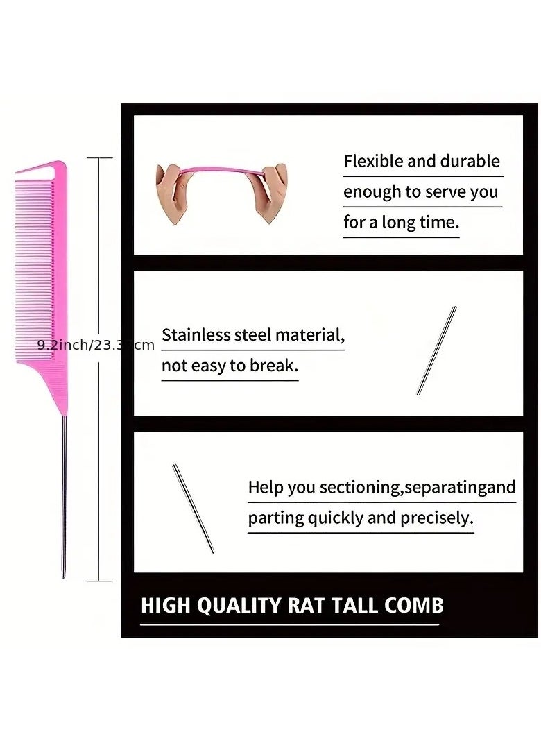 ORiTi 3 Pieces Hair Styling Comb Set Teasing Hair Rat Tail Comb Edge Brush for Edge and Back Brushing, Combing Slicking Hair - Purple  - Image 2