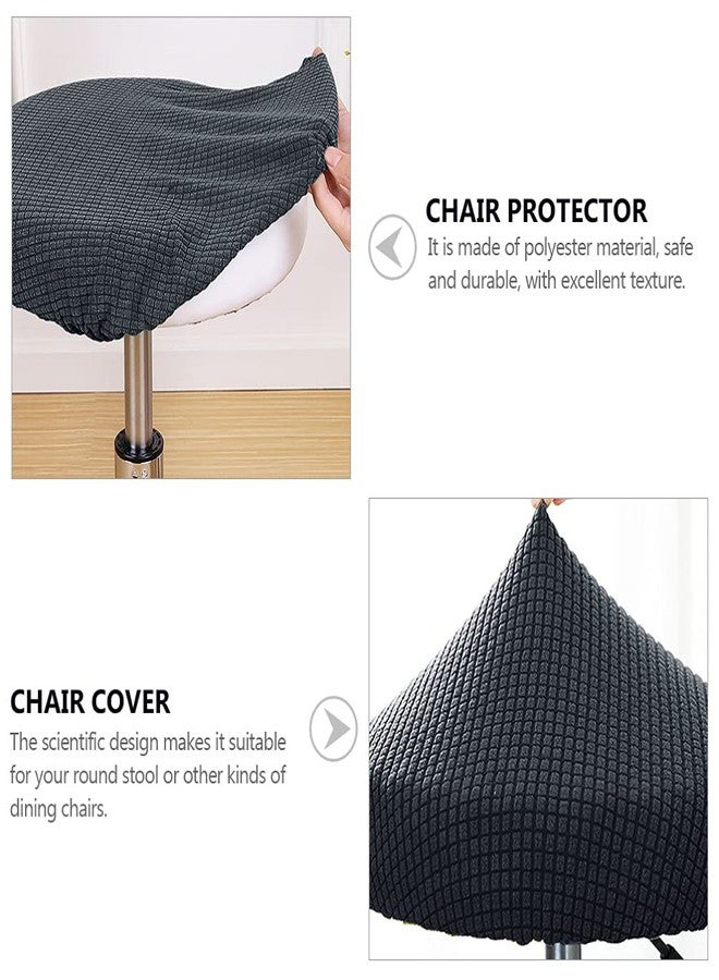 Sewroro Round Stool Seat Covers Elastic Slipcover for 12 Inch Chairs Polyester Chair Cover Protective Round Cushion Cover for Dining Room Kitchen Living Room - Image 2