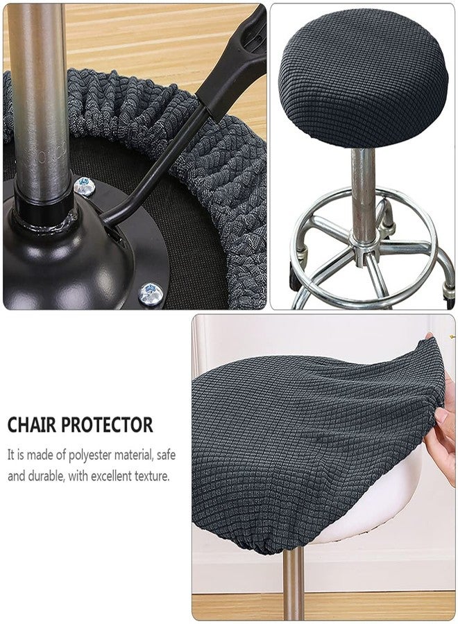 Sewroro Round Stool Seat Covers Elastic Slipcover for 12 Inch Chairs Polyester Chair Cover Protective Round Cushion Cover for Dining Room Kitchen Living Room - Image 3