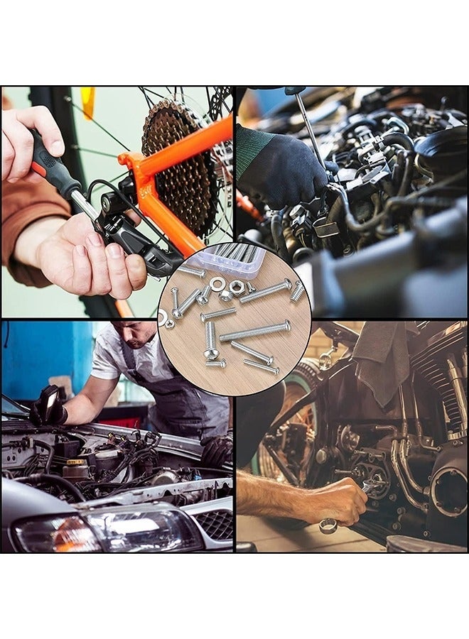 Bolt kit 1080pcs Screw Bolt and nut and Flat Washer Combination kit,Cross Slotted Flat Head Hexagon Bolt and nut Set for Connecting - Image 4