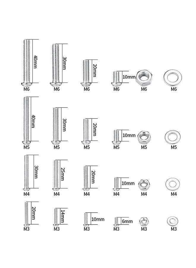 Bolt kit 1080pcs Screw Bolt and nut and Flat Washer Combination kit,Cross Slotted Flat Head Hexagon Bolt and nut Set for Connecting - Image 2