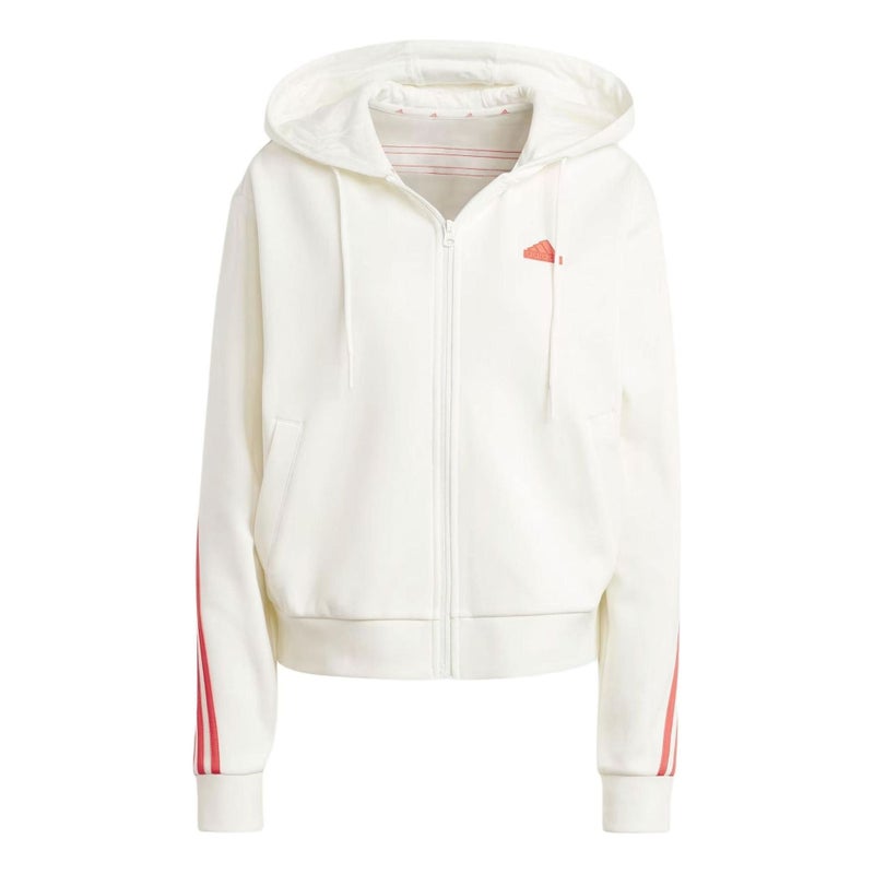 Adidas (WMNS) adidas Future Icons 3-Stripes Full Zip Hoodie Asia Sizing 'White Bright Red' - Image 1