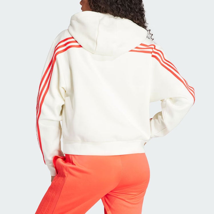 Adidas (WMNS) adidas Future Icons 3-Stripes Full Zip Hoodie Asia Sizing 'White Bright Red' - Image 4