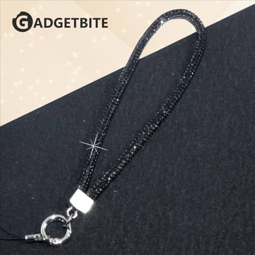 GadgetBite Small Diamond Charm Phone Lanyard: Stylish Cross-Body Mobile Holder Strap, Hands-Free Neck Chain Accessory, Ideal for iPhone & Most Smartphones with Charms for Phone Cases - Black - Image 2