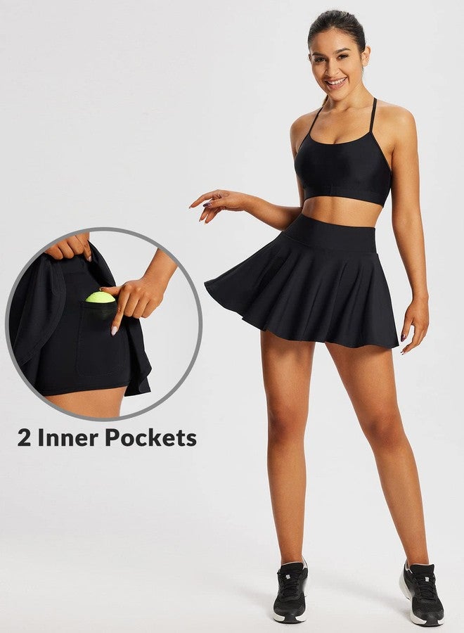 baleaf Women's Tennis Skirts High Waisted Tummy Control Pleated Athletic Golf Skorts Skirts for Running Workout Pickleball with 2 Pockets Black M - Image 4