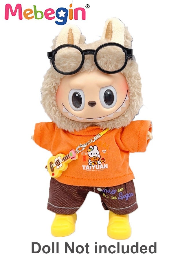 MEBEGIN Clothes for Labubu 4-Piece Set (No Doll), Including Clothes, Pants,Guitar, Glasses,Doll Accessories,Cute Clothes for Dress up Unique Style,Adorable Outfit Set for 17cm - Image 1