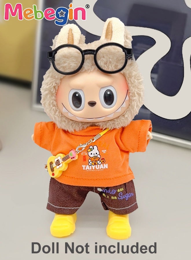 MEBEGIN Clothes for Labubu 4-Piece Set (No Doll), Including Clothes, Pants,Guitar, Glasses,Doll Accessories,Cute Clothes for Dress up Unique Style,Adorable Outfit Set for 17cm - Image 3