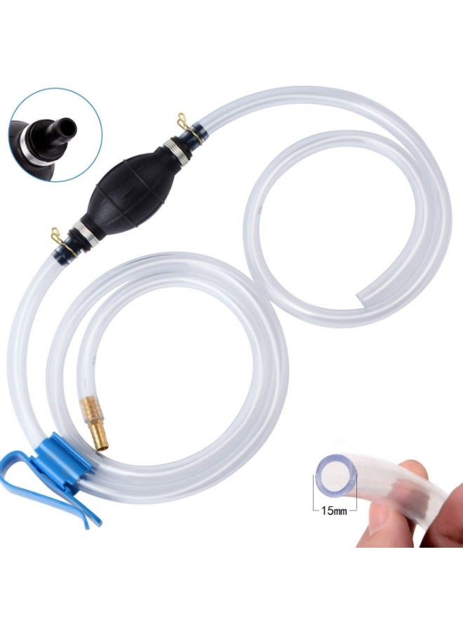 Gasoline Siphon Hose Pump, Manual Fuel Transfer Pump with High Flow, Hand Pump for Water, Petrol, Diesel & Oil with Premium PVC Hose - Image 1