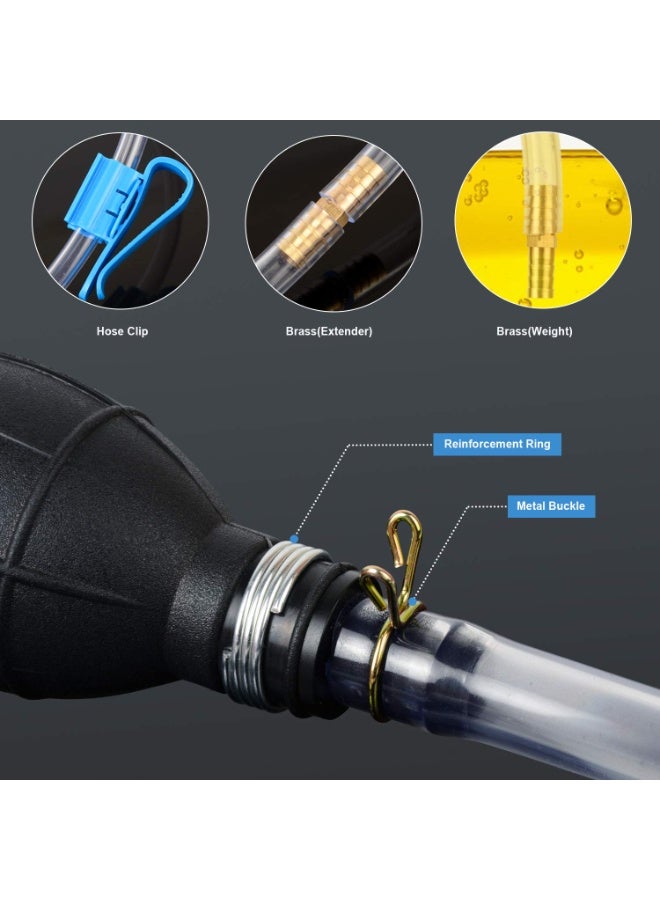 Gasoline Siphon Hose Pump, Manual Fuel Transfer Pump with High Flow, Hand Pump for Water, Petrol, Diesel & Oil with Premium PVC Hose - Image 3