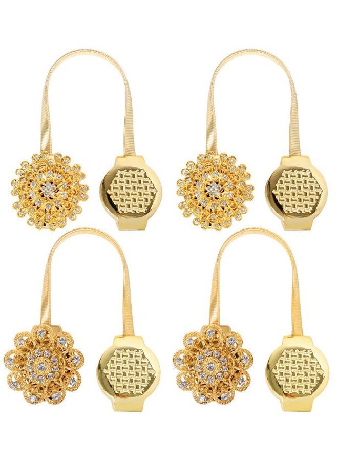NIBEMINENT 4-Piece Curtain Tiebacks Clips Set Gold 8inch
