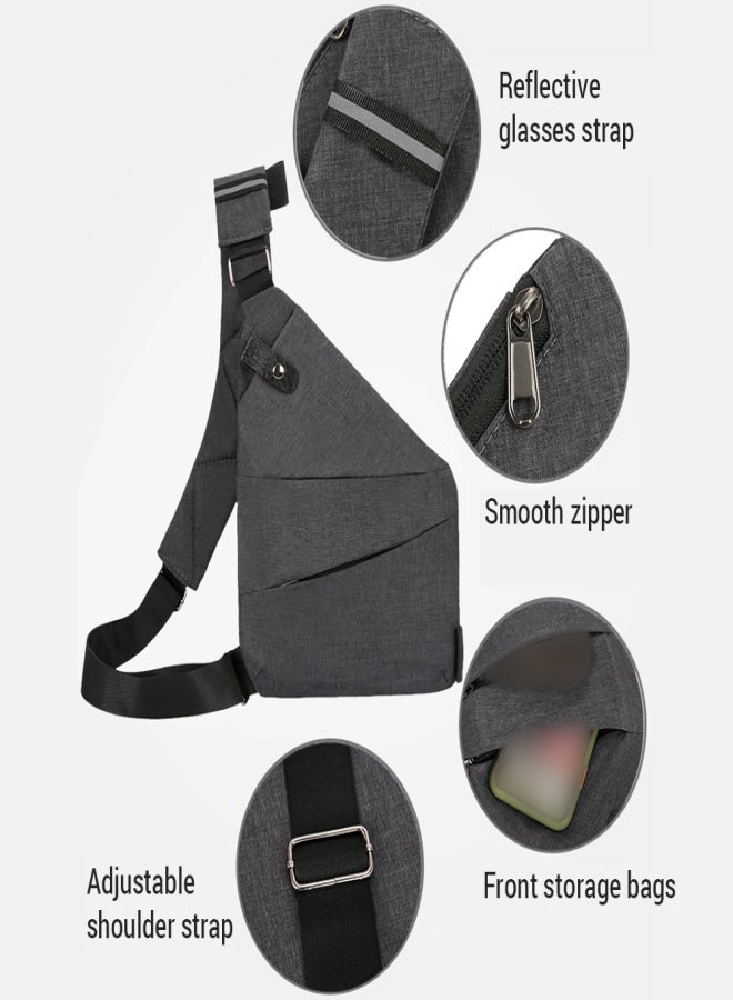 Generic Shoulder Bag Chest Bag for Men / Women Lightweight Multi-functional Travel Sling Bag Scientific Storage for Outdoor/ Fashion Casual Business   Left/Right Sling bag - Image 5