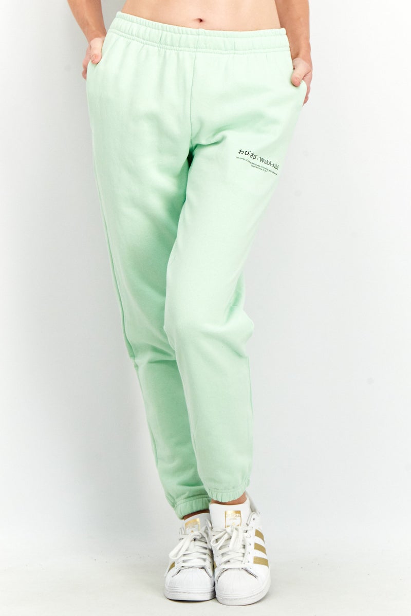 Ocean Pacific Women Relaxed Fit Graphic Print Pull On Sweatpants, Pastel Green - Image 1