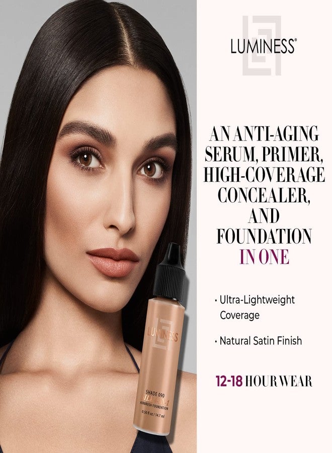 Luminess Air Silk 4-In-1 Airbrush Foundation- Foundation, Shade 090 (.5 Fl Oz) - Sheer to Medium Coverage - Anti-Aging Formula Hydrates and Moisturizes - Professional Makeup Kit for Cordless Air Brush - Image 2