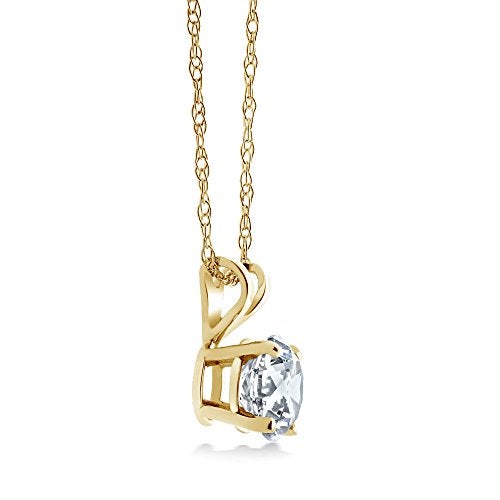 Gem Stone King 14K Yellow Gold White Moissanite Solitaire Pendant Necklace For Women | 0.27 Cttw | Round 4.5MM | With 18 inch Chain - Image 4