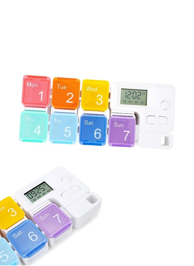 SUNDAREE - 7 Days Pill Dispenser Organizer with Reminder Alarm - CozyCabin Portable Travel Vitamins Medicine Box Case - Image 1