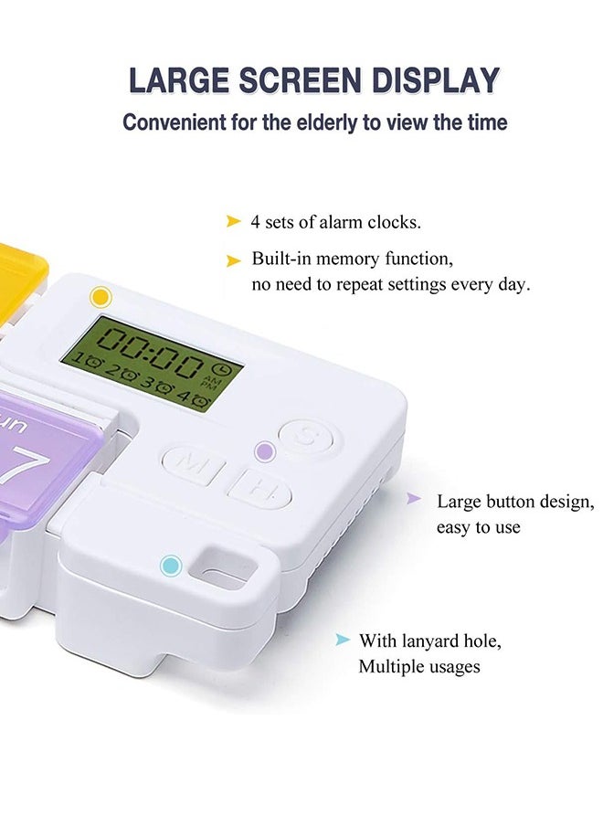 SUNDAREE - 7 Days Pill Dispenser Organizer with Reminder Alarm - CozyCabin Portable Travel Vitamins Medicine Box Case - Image 1