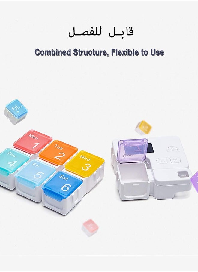 SUNDAREE - 7 Days Pill Dispenser Organizer with Reminder Alarm - CozyCabin Portable Travel Vitamins Medicine Box Case - Image 1