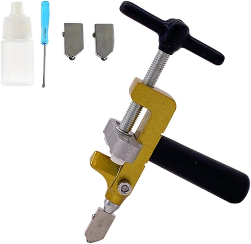 klarako Glass Cutter Hand Tool, Manual Tile Cutter, Glass Cutting Tool with Glass Breaking Pliers, DIY Tool Kit, 2 in 1 Round Handle - Image 3