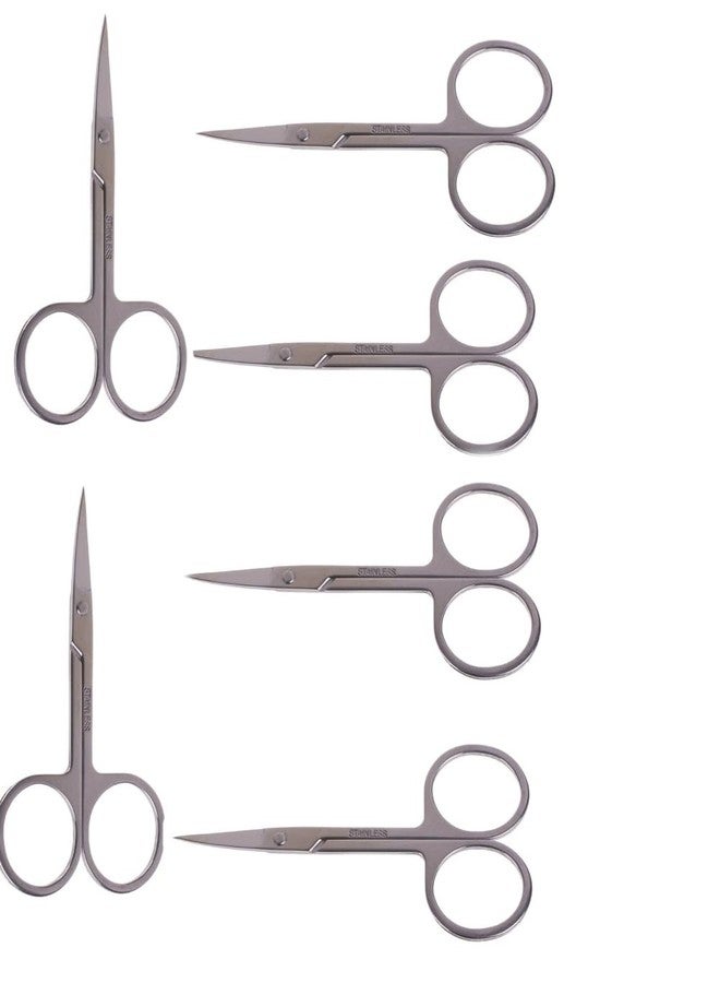 Toolbux 6pc Stainless Steel Beauty Makeup Mini Small Scissors Size Eyebrow Nose Hair Manicure Pedicure Shears Cosmetics Tool (4.5 inch) - Image 1