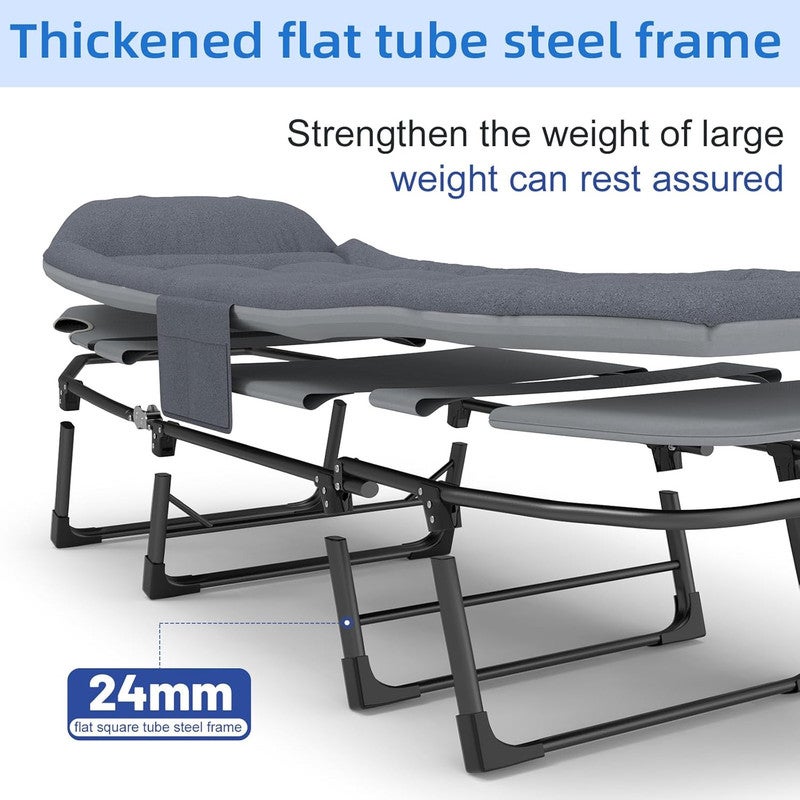 DEXO سرير تخييم قابل للطي مع مرتبة ووسادة - 180×66 سم - كرسي استلقاء قابل للتعديل بزاوية 6، سرير قابل للطي ثقيل الوزن للمكتب، الفناء والشاطئ - Image 4
