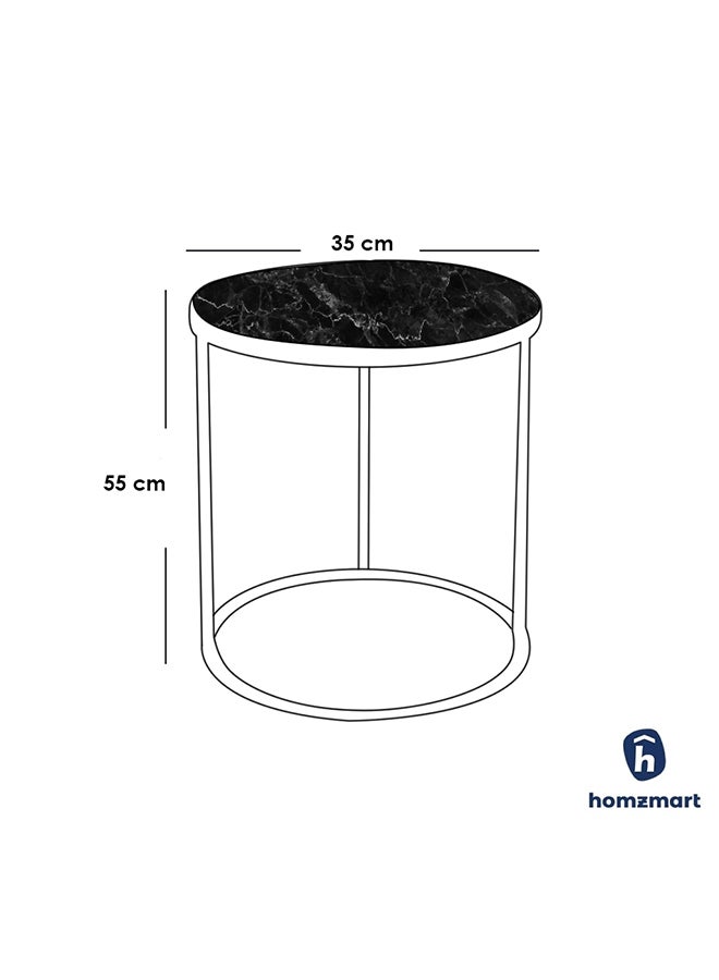 Homzmart Metal and Marble Wood Side Tables Set 3 pieces - Black - Image 4