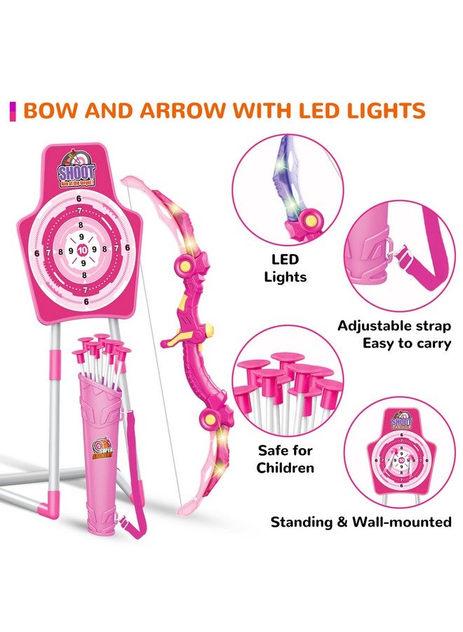 GMAOPHY Bow and Arrow Toys with LED Flash Lights, Birthday Gift for Girls 4 5 6 7 8 9 10 Year Old, Archery Set Indoor Outdoor Activity with 20 Suction Cup Arrows, 2 Targets & Quiver, Kids Sport Toys - Image 3
