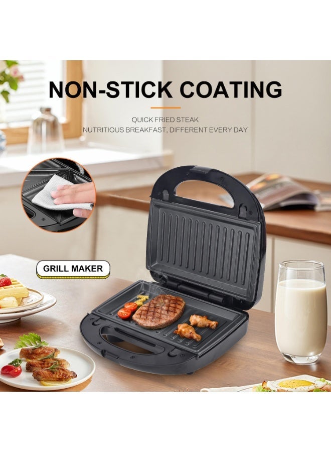 sokany 10-in-1 Multi-Function Sandwich Maker 750W Black – Detachable Plates for Waffles, Donuts, Grilling & Omelets - Image 2