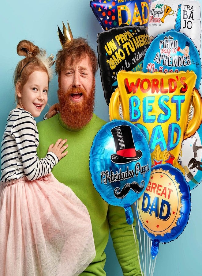 ZHBDMGK Happy Father's Day Balloons, 11pcs Premium Aluminum Foil Fathers Day Balloons, Vibrant Colors, Round Shapes, Self Sealing, Perfect for Father's Day Party Decorations - Image 3